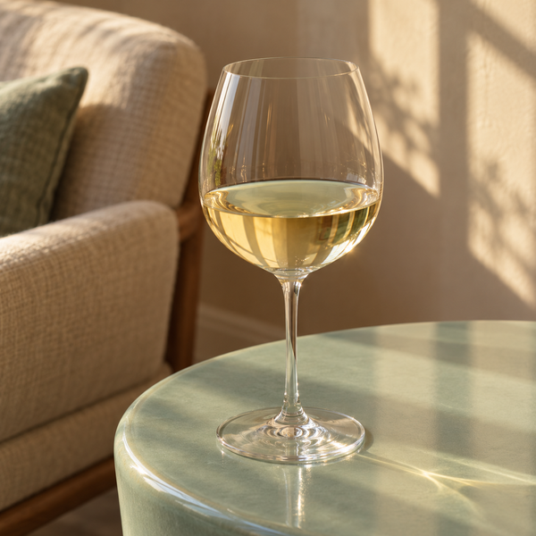 Close-up of white wine in a glass