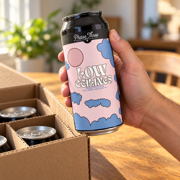 Illustrative hazy IPA gift-box unboxing detail