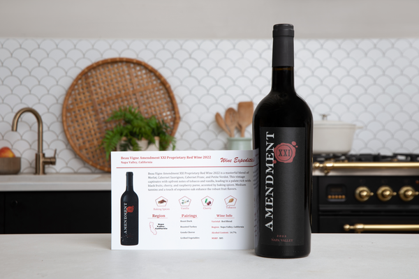 Red wine bottle from an example gift assortment; selections vary