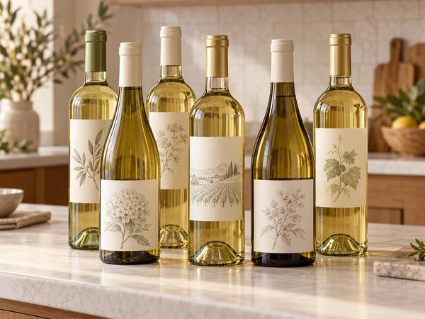 White wine gift box assortment with six full-size bottles